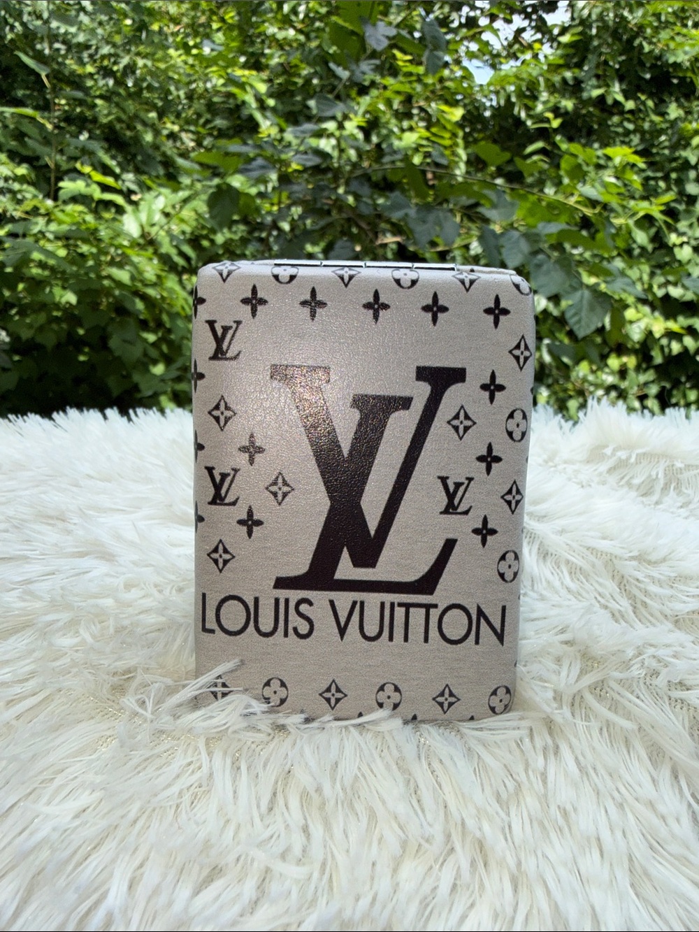 Monogram double sided compact mirror
